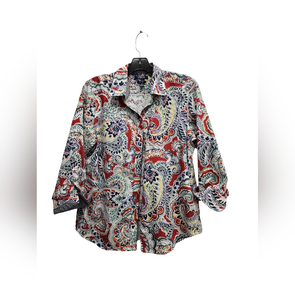 Chaps “No Iron” Multicolor Paisley Blouse – Women’s Large